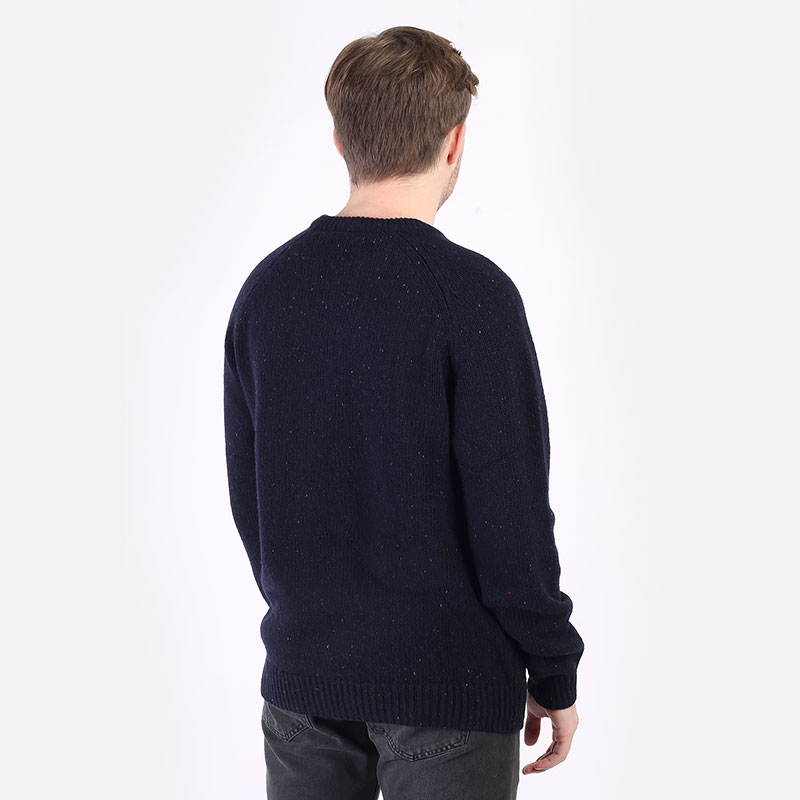 мужской синий свитер Carhartt WIP Anglistic Sweater I010977-speckled d/navy - цена, описание, фото 6
